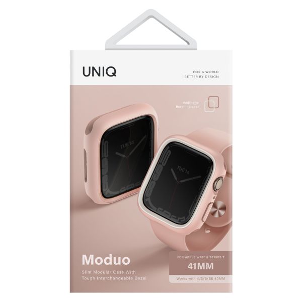 Uniq Coque Moduo avec lunette Apple Watch - 40 / 41 mm - Blush (Pink/White)