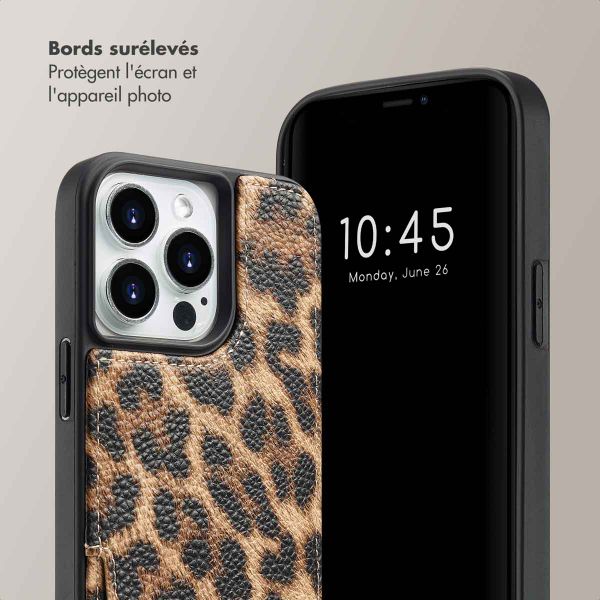 Selencia Coque de télephone Nova avec cordon et porte-cartes Apple iPhone 14 Pro - Leopard