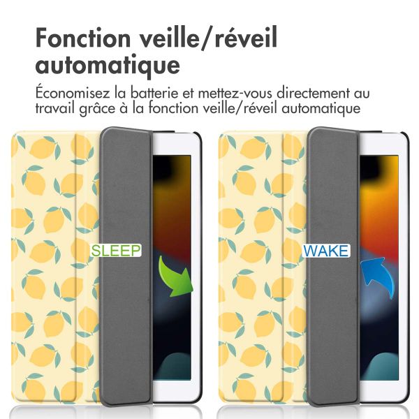 imoshion Coque tablette Design Trifold Apple iPad 9 (2021) 10.2 pouces / iPad 8 (2020) 10.2 pouces / iPad 7 (2019) 10.2 pouces - Citrus Dream