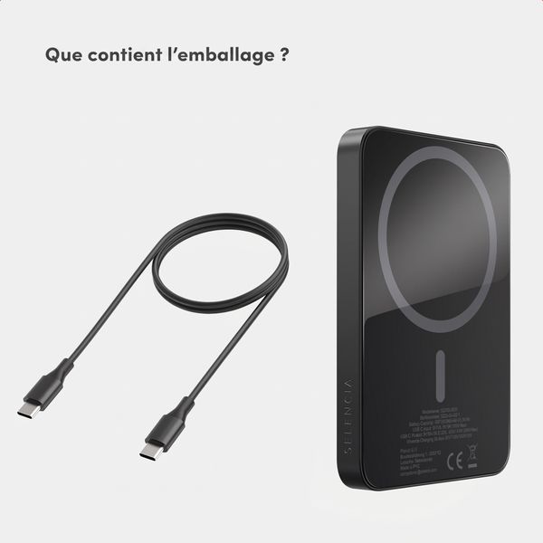 Selencia Powerbank Vivid 5 000 mAh - MagSafe et Qi - Black / Bonbon Stripe Matcha