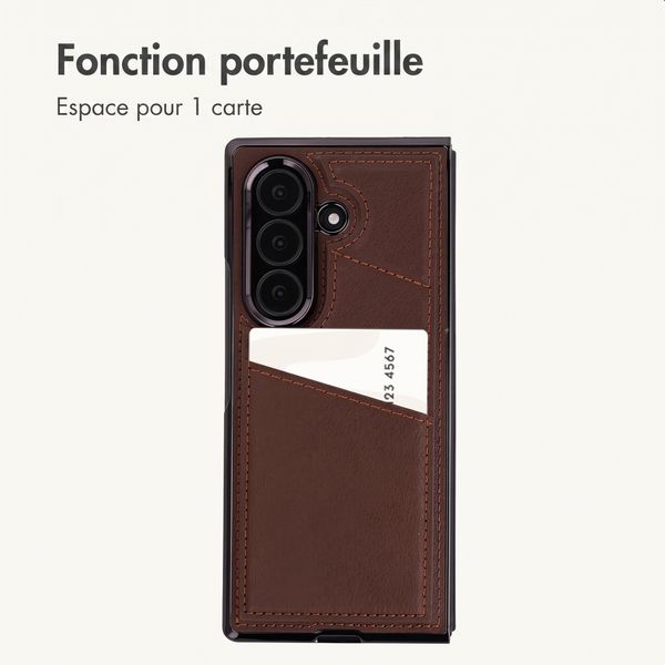 imoshion Étui arrière MagSafe en cuir synthétique avec porte-cartes Samsung Galaxy Z Fold 8 Ultra - Marron foncé