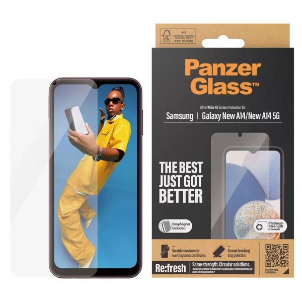 PanzerGlass Film de protection d'écran anti-bactérien Refresh Ultra-Wide Fit avec applicateur Samsung Galaxy A15 (5G)