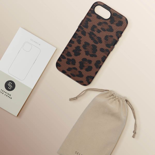 Selencia Coque Sabi imprimé panthère avec MagSafe Apple iPhone 17e / 16e - Mocha Brown