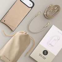 Selencia Coque de télephone Nova Croco avec cordon et porte-cartes Apple iPhone Air - Beige