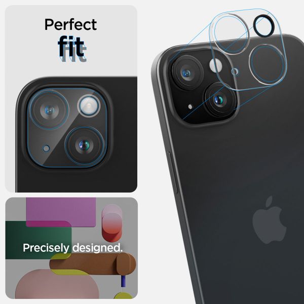 Spigen Optik Lens Protector - Protection complète de la caméra (lot de 2) Apple iPhone 15 / 15 Plus - Crystal Clear