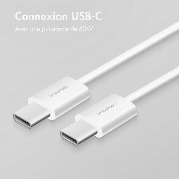 imoshion Câble USB-C vers USB-C Tressé 60 W - 2 mètres - Blanc