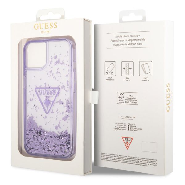 Guess Coque Liquid Glitter Apple iPhone 14 - Violet