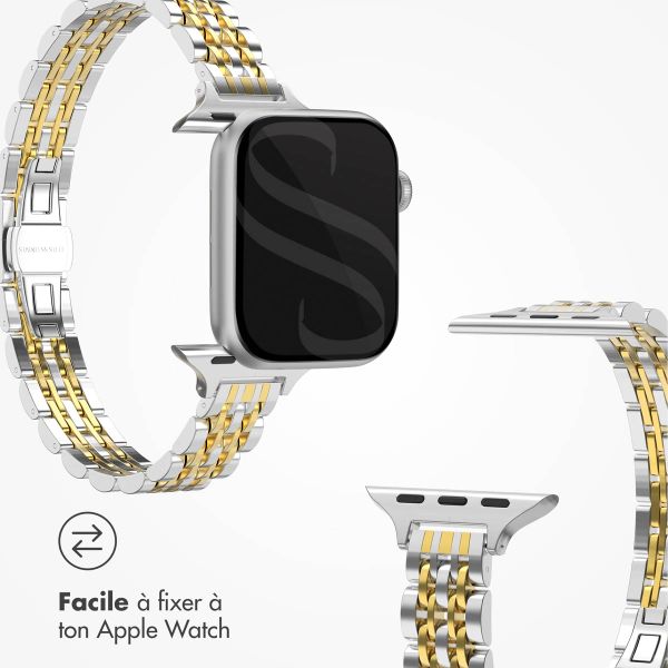 Selencia Bracelet en acier slim style Jubilee Apple Watch | 38/40/41/42 mm - Argent et Or