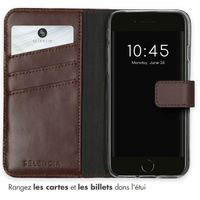 Selencia Étui portefeuille en cuir véritable Apple iPhone SE (2022 / 2020) / 8 / 7 / 6(s) - Marron