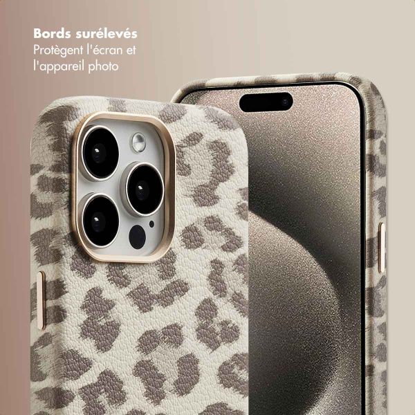 Selencia Coque Sabi imprimé panthère avec MagSafe Apple iPhone 15 Pro Max - Soft Ivory