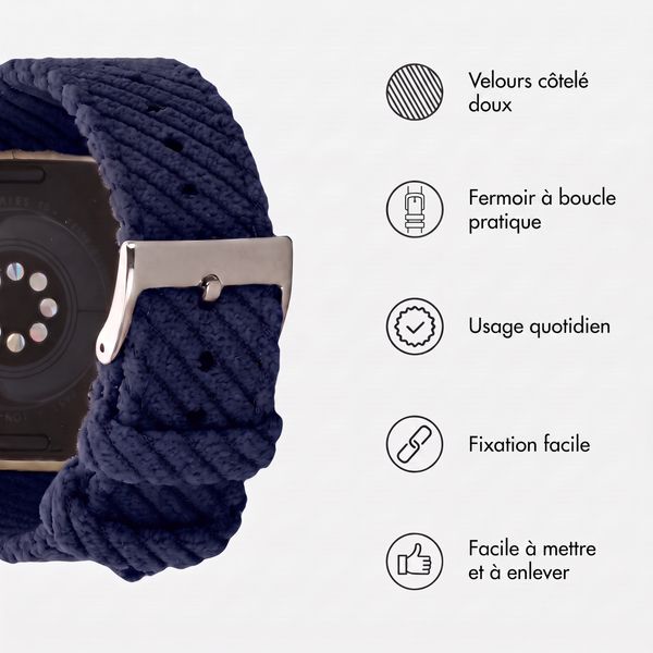 imoshion Bracelet en velours côtelé Apple Watch | 38/40/41/42 mm - Bleu foncé