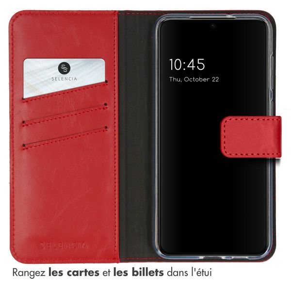 Selencia Étui portefeuille en cuir véritable Samsung Galaxy S23 - Rouge