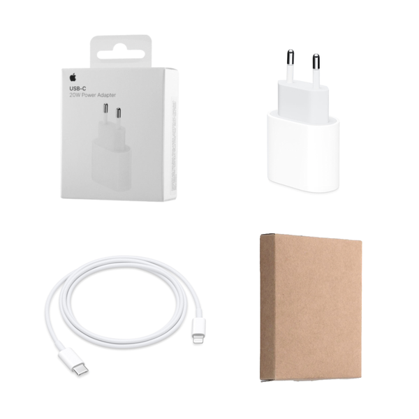 Apple Adaptateur secteur USB-C d'origine 20 watts + câble USB-C vers Lightning d'origine - 1 mètre - Blanc