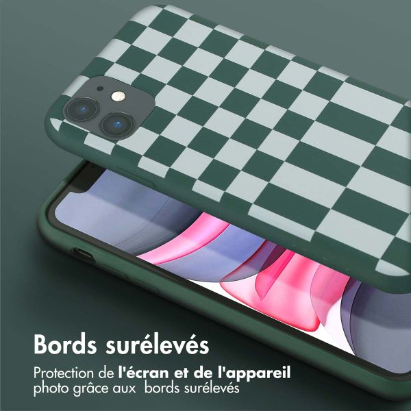 Selencia Coque design en silicone avec cordon amovible Apple iPhone 11 - Irregular Check Green