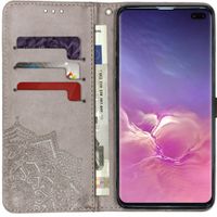 Etui de télephone portefeuille Mandala Samsung Galaxy S10 Plus - Gris