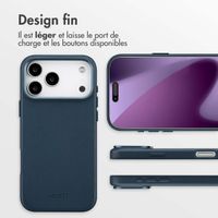 Accezz Coque arrière en cuir avec MagSafe Apple iPhone 17 Pro Max - Nightfall Blue