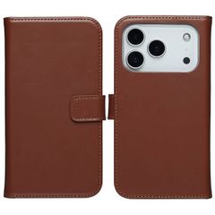 Selencia Étui portefeuille en cuir véritable Apple iPhone 17 Pro - Marron clair