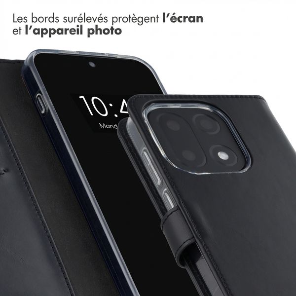 Selencia Étui portefeuille en cuir véritable OnePlus 15 - Noir