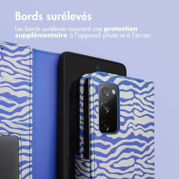 imoshion Étui de télephone portefeuille Design Samsung Galaxy S20 FE - White Blue Stripes