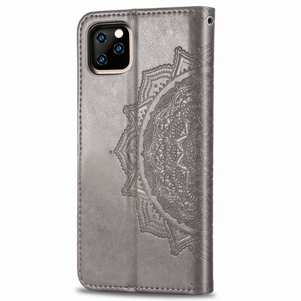 Etui de télephone portefeuille Mandala Apple iPhone 11 - Gris