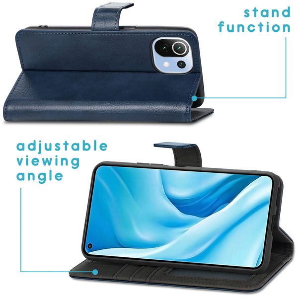 imoshion Étui de télephone portefeuille de luxe Xiaomi Mi 11 Lite (5G/4G) / 11 Lite 5G NE - Bleu foncé