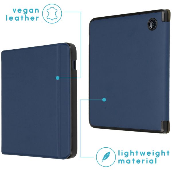 imoshion Étui de liseuse portefeuille Slim Hard Kobo Libra 2 / Tolino Vision 6 - Bleu foncé