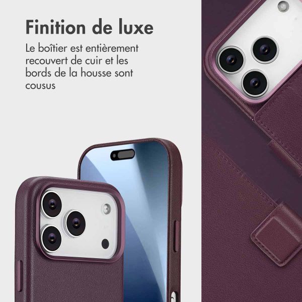 Accezz Étui de télephone portefeuille en cuir 2-en-1 avec MagSafe Apple iPhone 17 Pro - Heath Purple