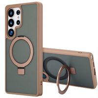 Accezz Coque Ring Stand avec MagSafe Samsung Galaxy S25 Ultra - Marron