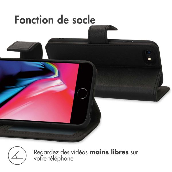 imoshion Étui de télephone portefeuille de luxe Apple iPhone SE (2022 / 2020) / 8 / 7 / 6(s) - Noir