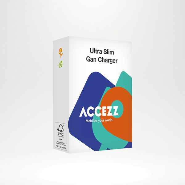 Accezz Chargeur GaN Ultra Slim - USB-C + USB-A - 45 W - Noir