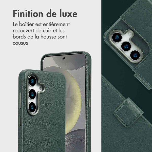 Accezz Étui de télephone portefeuille en cuir 2-en-1 avec MagSafe Samsung Galaxy S25 - Cedar Green
