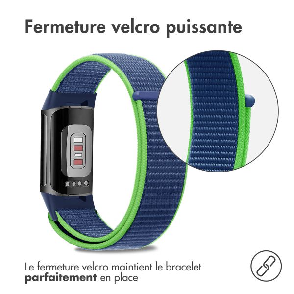 imoshion Bracelet en nylon Fitbit Charge 5 - Taille L - Blue & Green