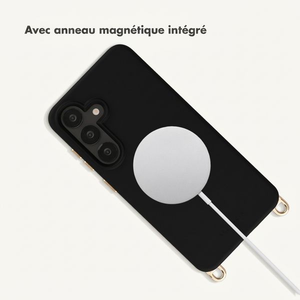 Selencia Coque arrière Rivièra avec MagSafe avec crochets amovibles Samsung Galaxy A55 (5G) / A35 - Velvet Black