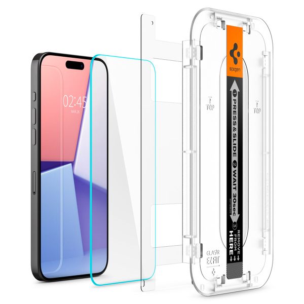 Spigen Protection d'écran en verre trempé GLAStR Fit 2 Paquets + Applicator Apple iPhone 15 Pro Max