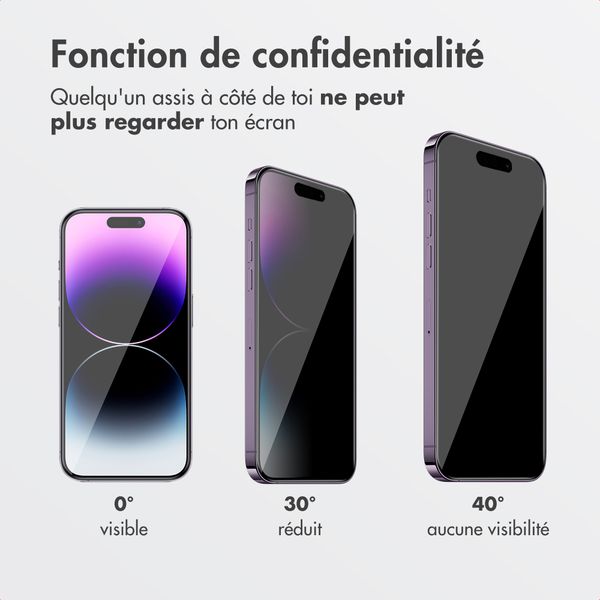 Accezz Protection d'écran en verre trempé avec filtre de confidentialité + Applicateur Apple iPhone 17e / 16e / 14 / 13 / 13 Pro