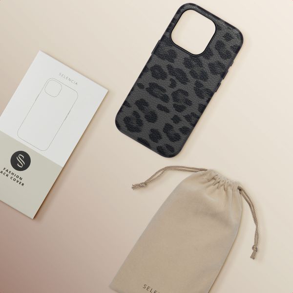 Selencia Coque Sabi imprimé panthère avec MagSafe Apple iPhone 15 Pro - Midnight Black