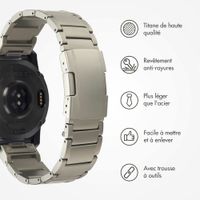 Accezz Bracelet en acier Titane mat  - Connexion Garmin 22 mm - Titanium