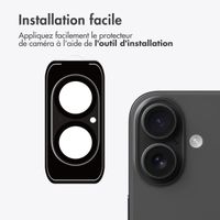 imoshion Protection Caméra en verre trempé 2 Pack pour Apple iPhone 16 / 16 Plus / 17 - Noir