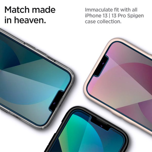 Spigen Protection d'écran en verre trempé GLAStR Privacy Applicator - lot de 2 Apple iPhone 13 / 13 Pro