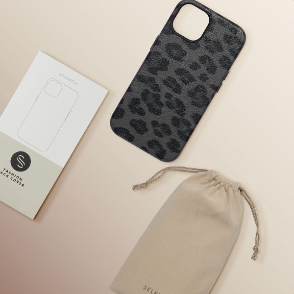 Selencia Coque Sabi imprimé panthère avec MagSafe Apple iPhone 14 - Midnight Black