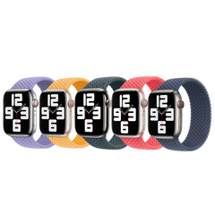 Apple 5 Pack Bracelet Solo tressé Apple Watch | 44/45/46/49 mm - Taille 6 - Lavender/ Maize/ Lake Green/ Guave/ Storm Blue