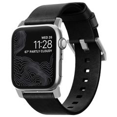 Nomad Bracelet moderne en cuir Apple Watch | 44/45/46/49 mm - Black / Silver