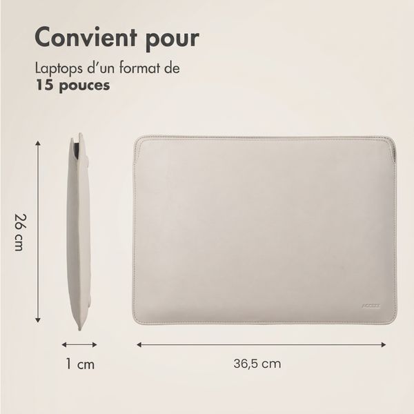 Accezz Pochette ordinateur cuir 15 pouces - Beige