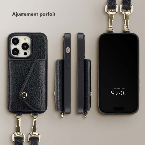 Selencia Coque de télephone Sera avec cordon et porte-cartes enveloppe Apple iPhone 14 Pro - Noir
