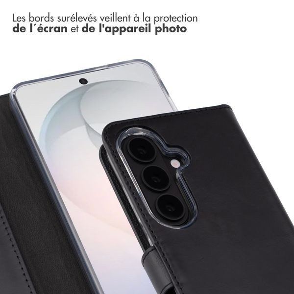 Selencia Étui portefeuille en cuir véritable Samsung Galaxy S26 - Noir