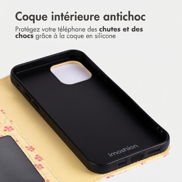 imoshion Étui de télephone portefeuille Design Apple iPhone 12 (Pro) - Sunny Yellow Petite Flowers