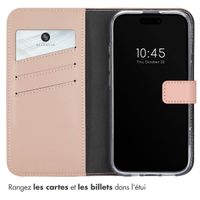 Selencia Étui portefeuille en cuir véritable Apple iPhone 16 - Dusty Pink