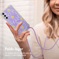 imoshion Coque Design avec cordon Samsung Galaxy A15 (5G) - Tropical Violet Flowers Connect