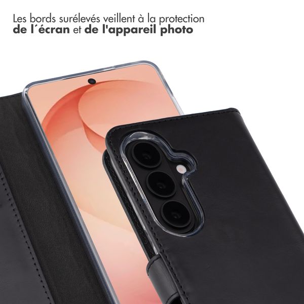 Selencia Étui portefeuille en cuir véritable Samsung Galaxy S26 Plus - Noir