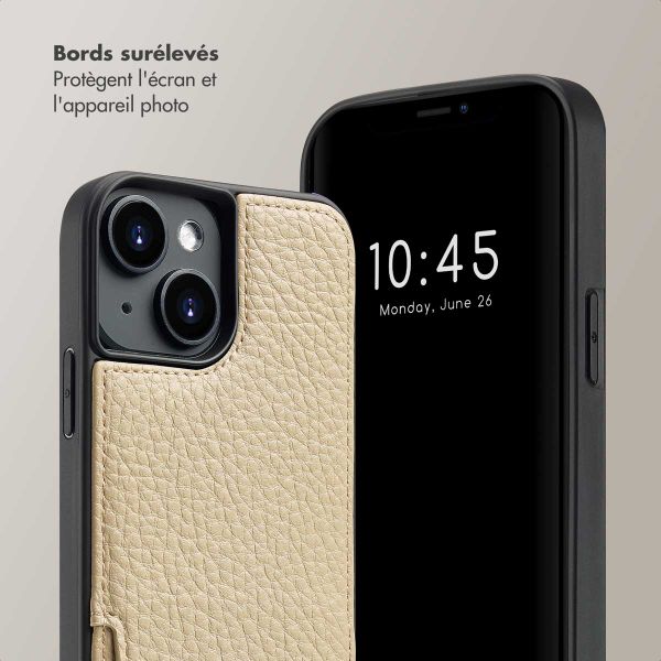 Selencia Coque de télephone Nova avec cordon et porte-cartes Apple iPhone 14 - Beige